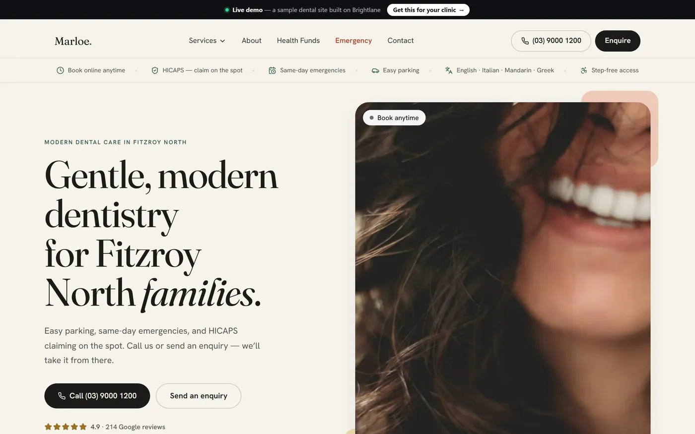 Marloe Dental Co. — a premium · editorial dental website built on our system